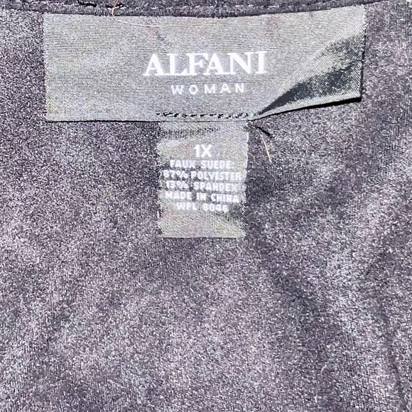 Black Faux Suede Open Draped Cardigan Jacket 1X - Picture 5 of 7